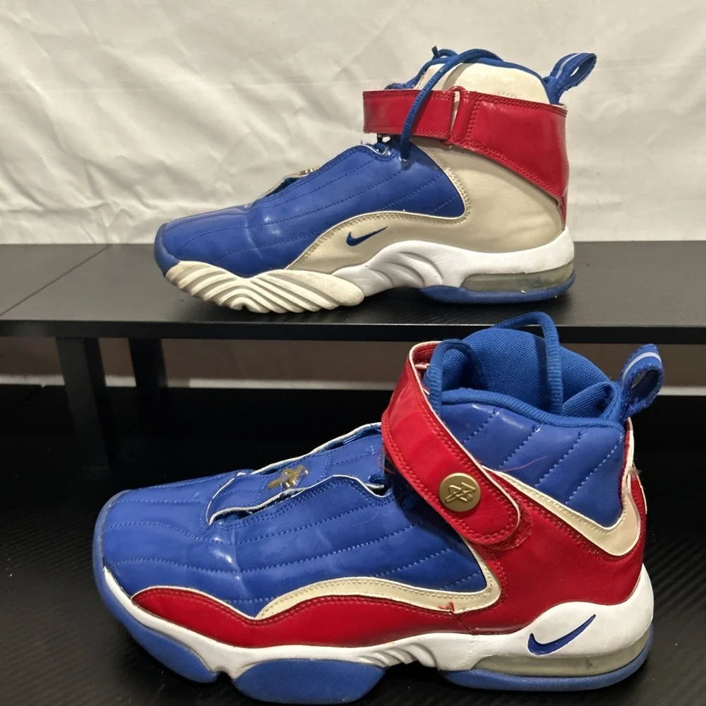 Nike Air Max Penny 4 Red/White/Blue 313936-441 Youth Size 7Y 1 Cent Logo